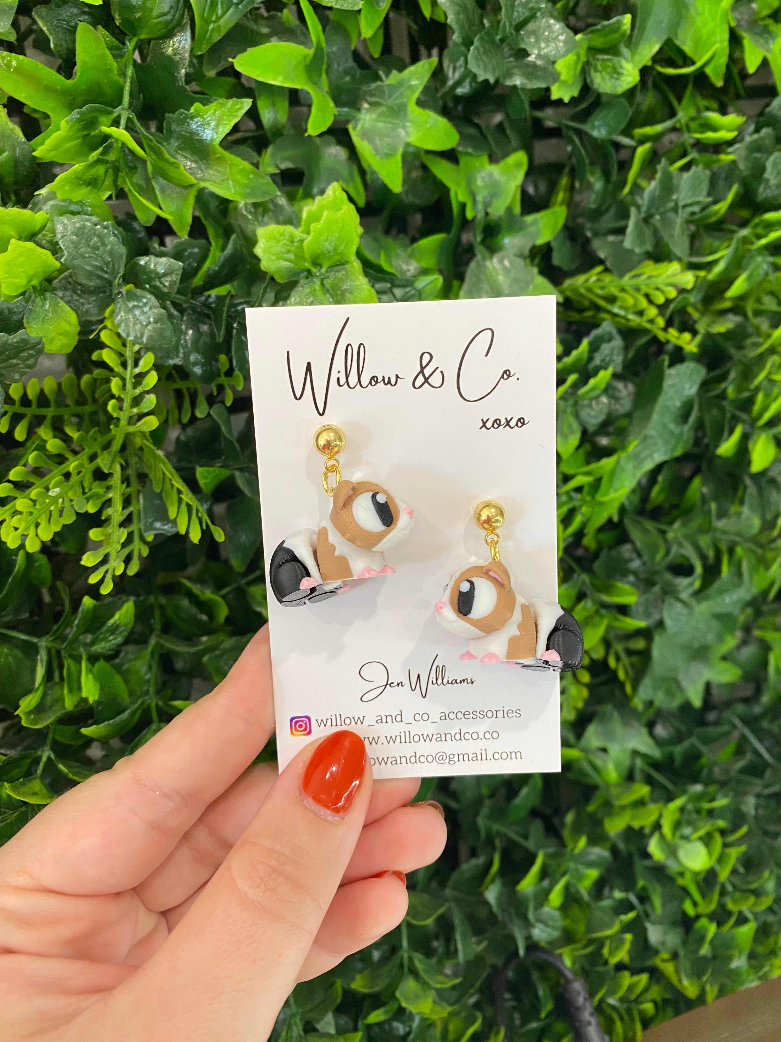 3D Guinea Pig dangle earrings