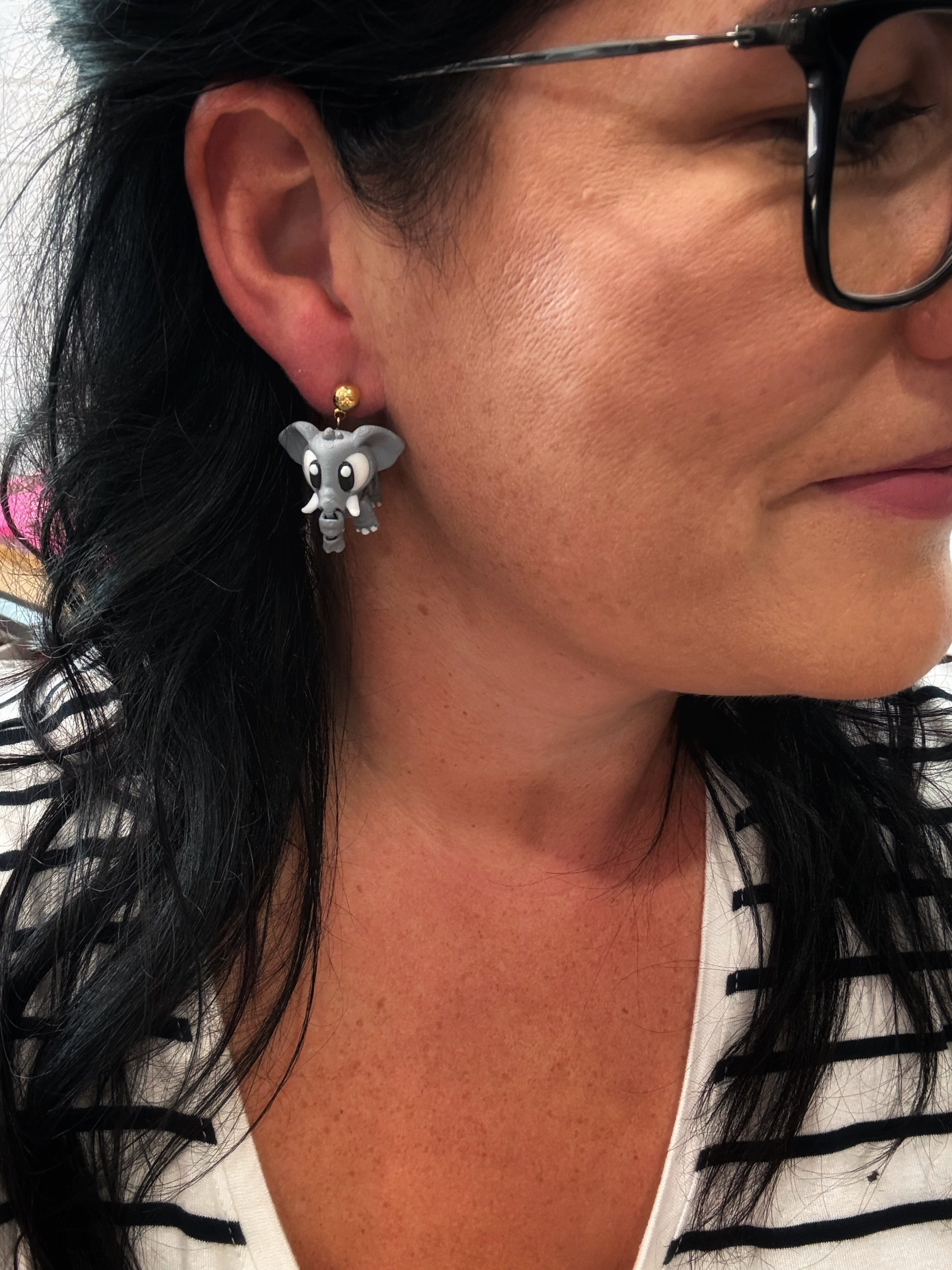 3D Elephant Dangle Earrings