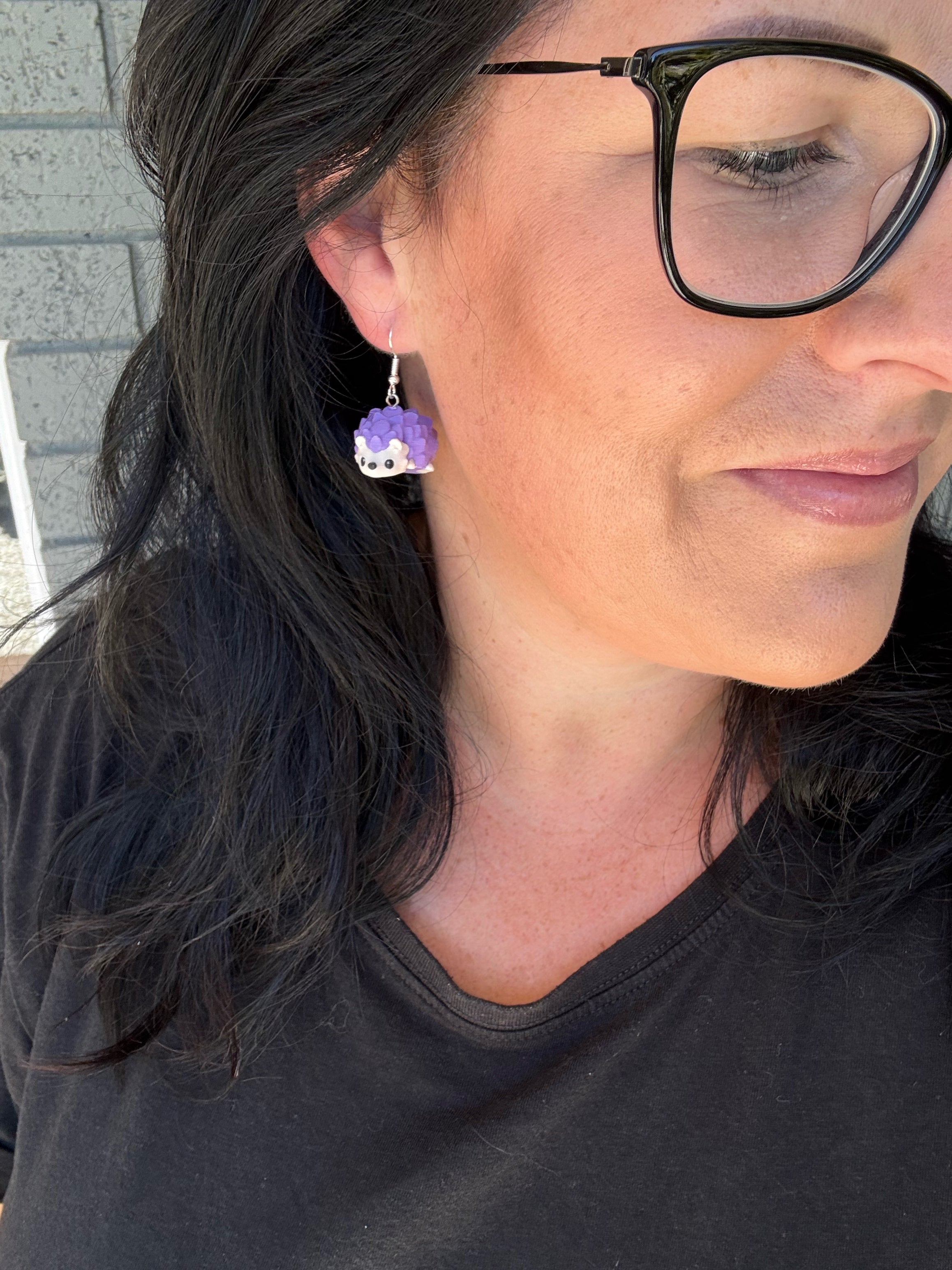 3D Hedgehog Dangle Earrings