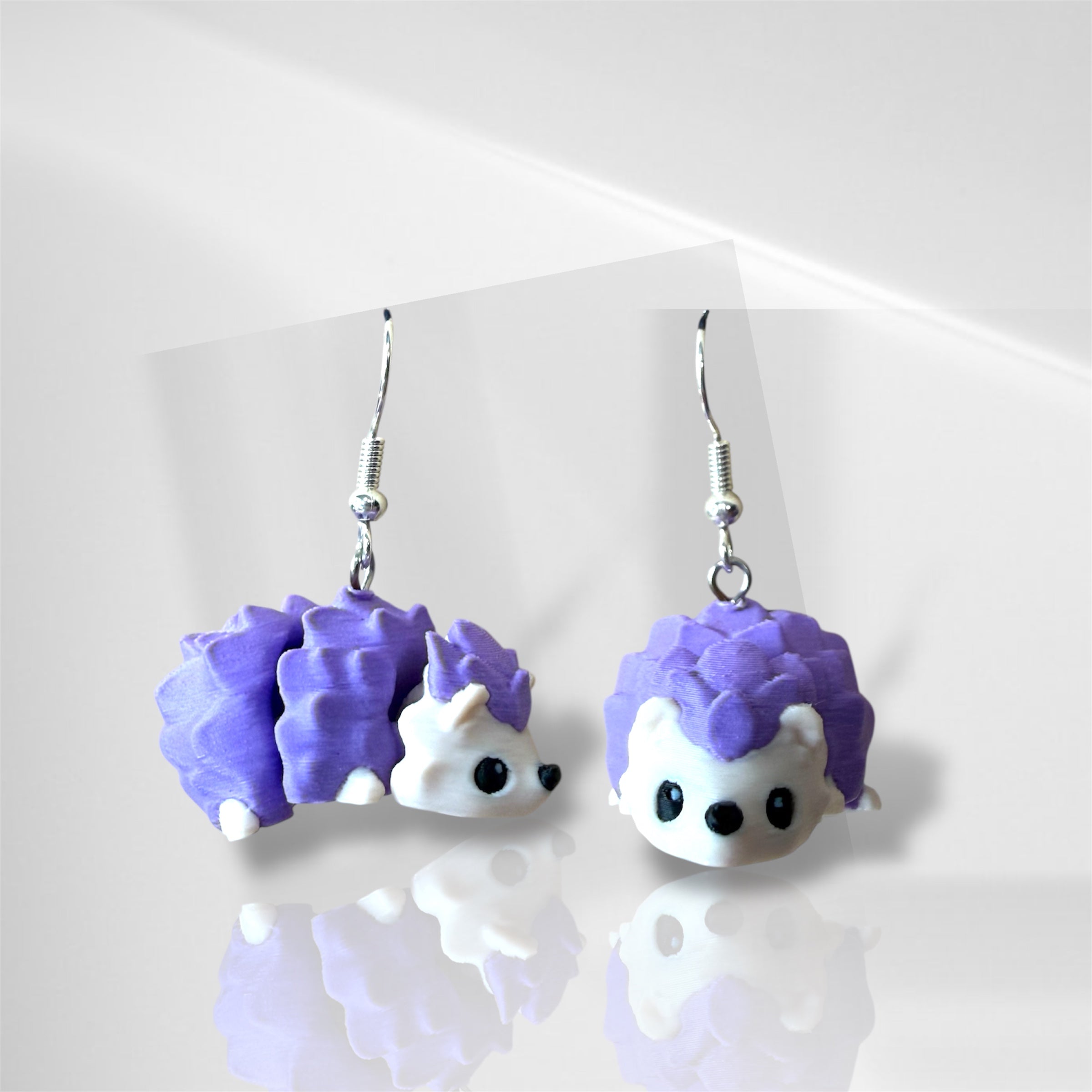 3D Hedgehog Dangle Earrings