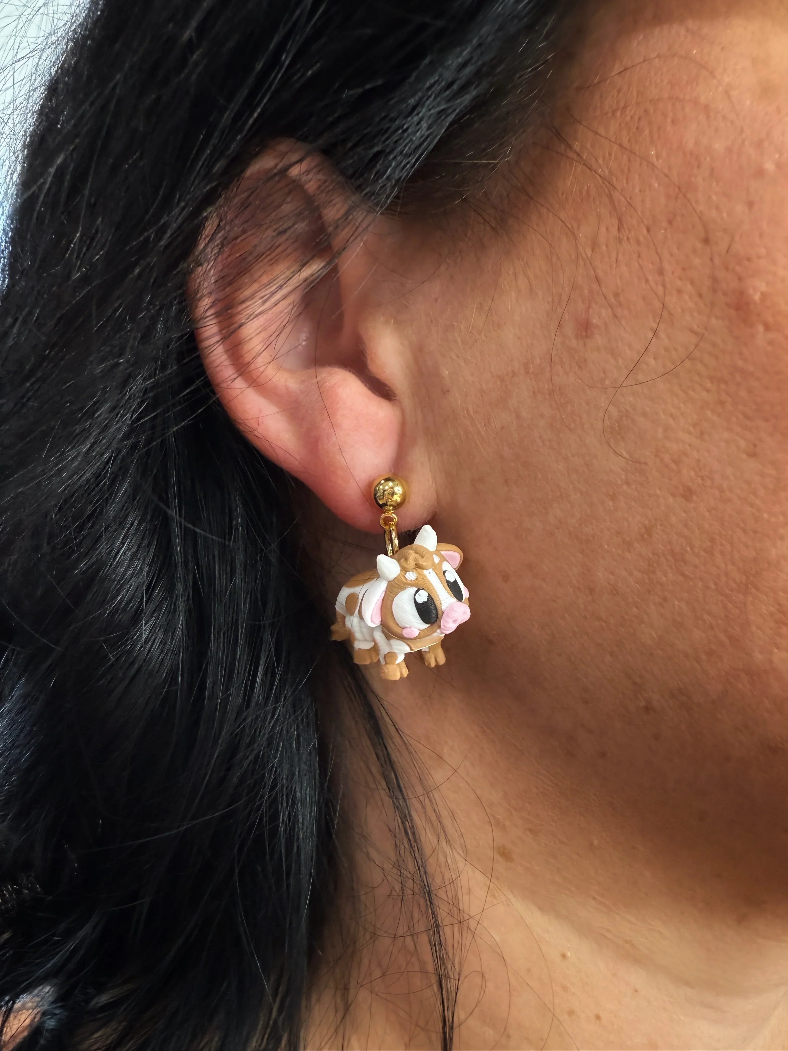 3D Highland Cow Dangle Earrings