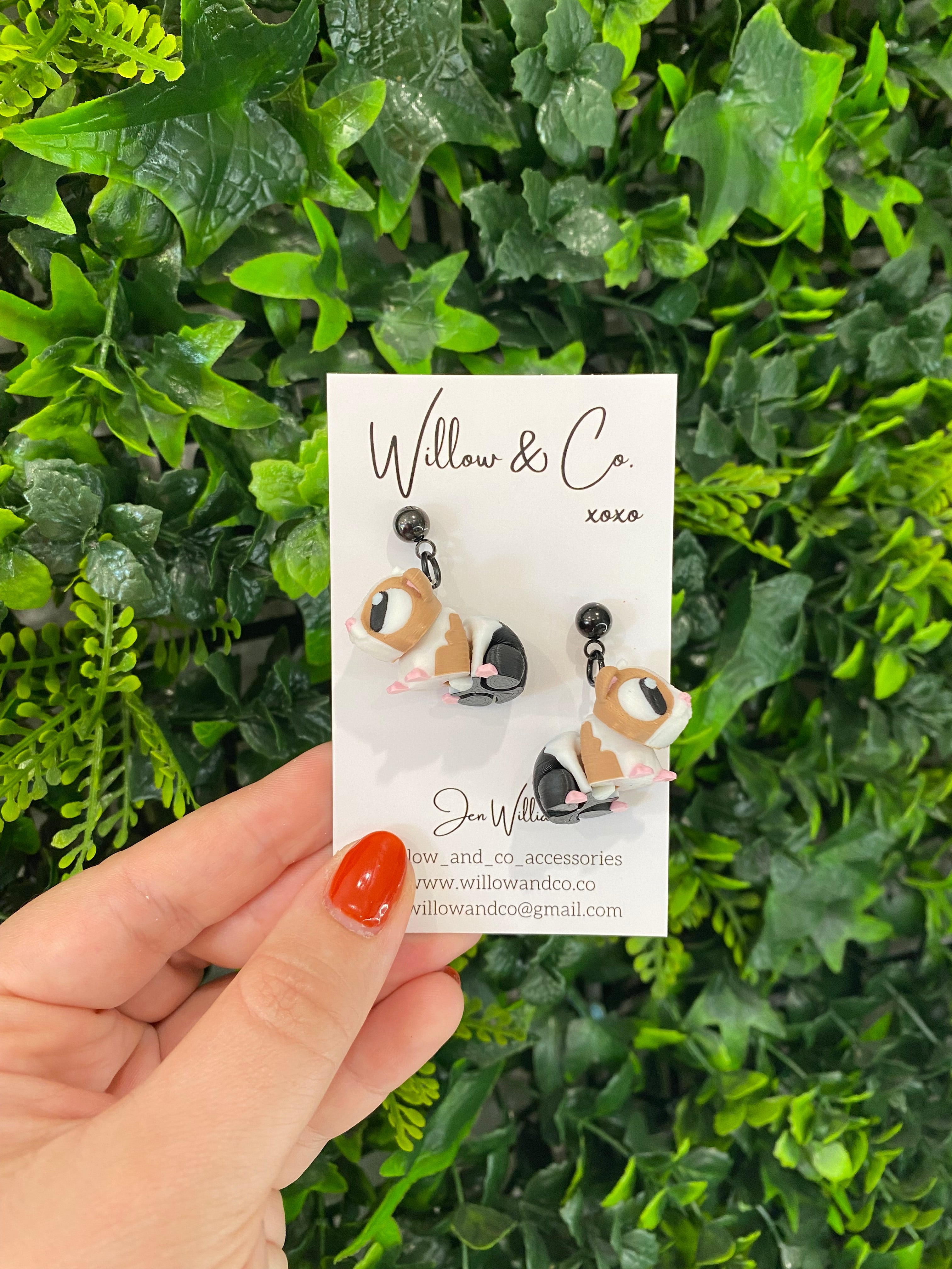 3D Guinea Pig dangle earrings