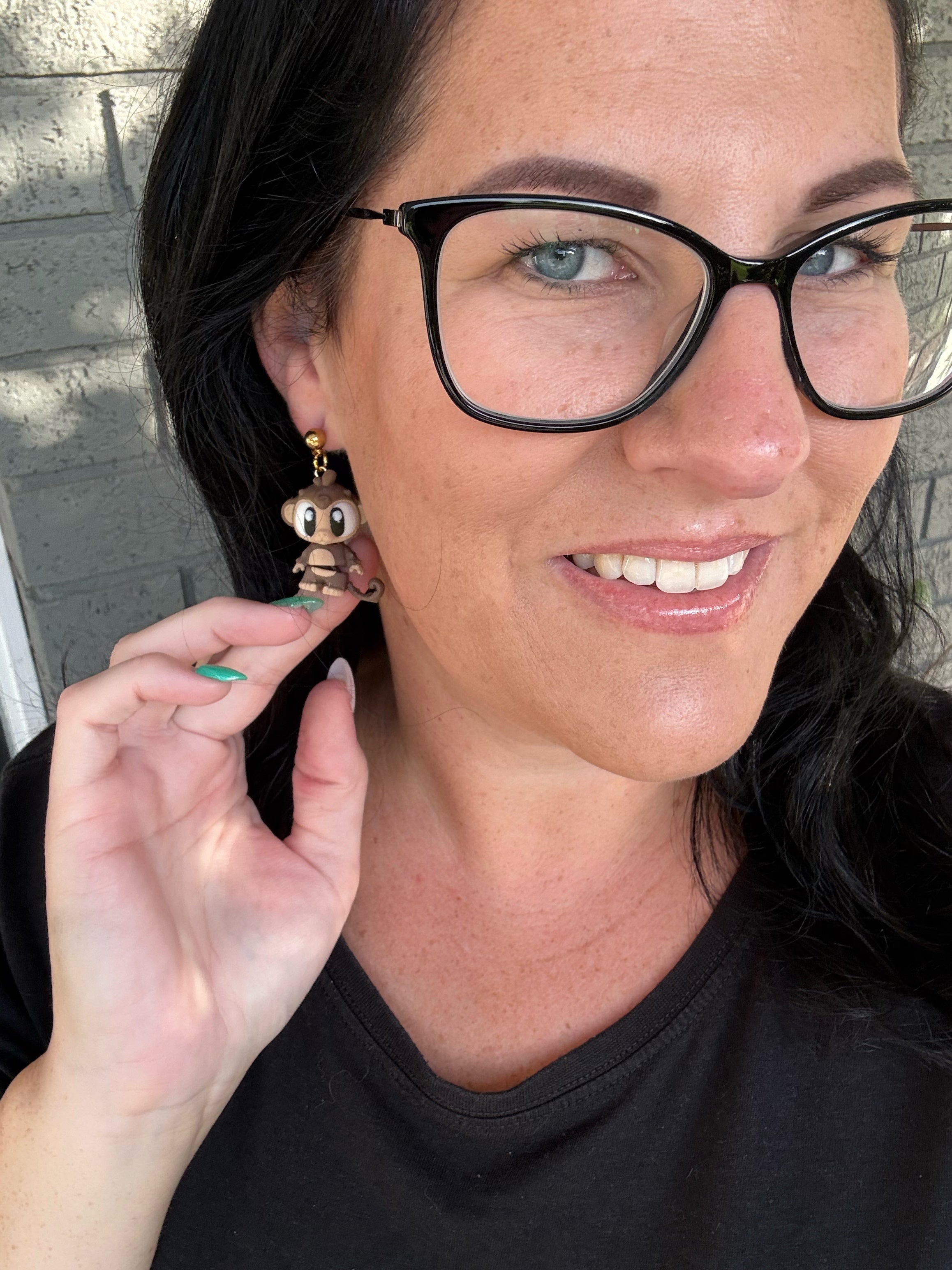 3D Monkey Dangle Earrings