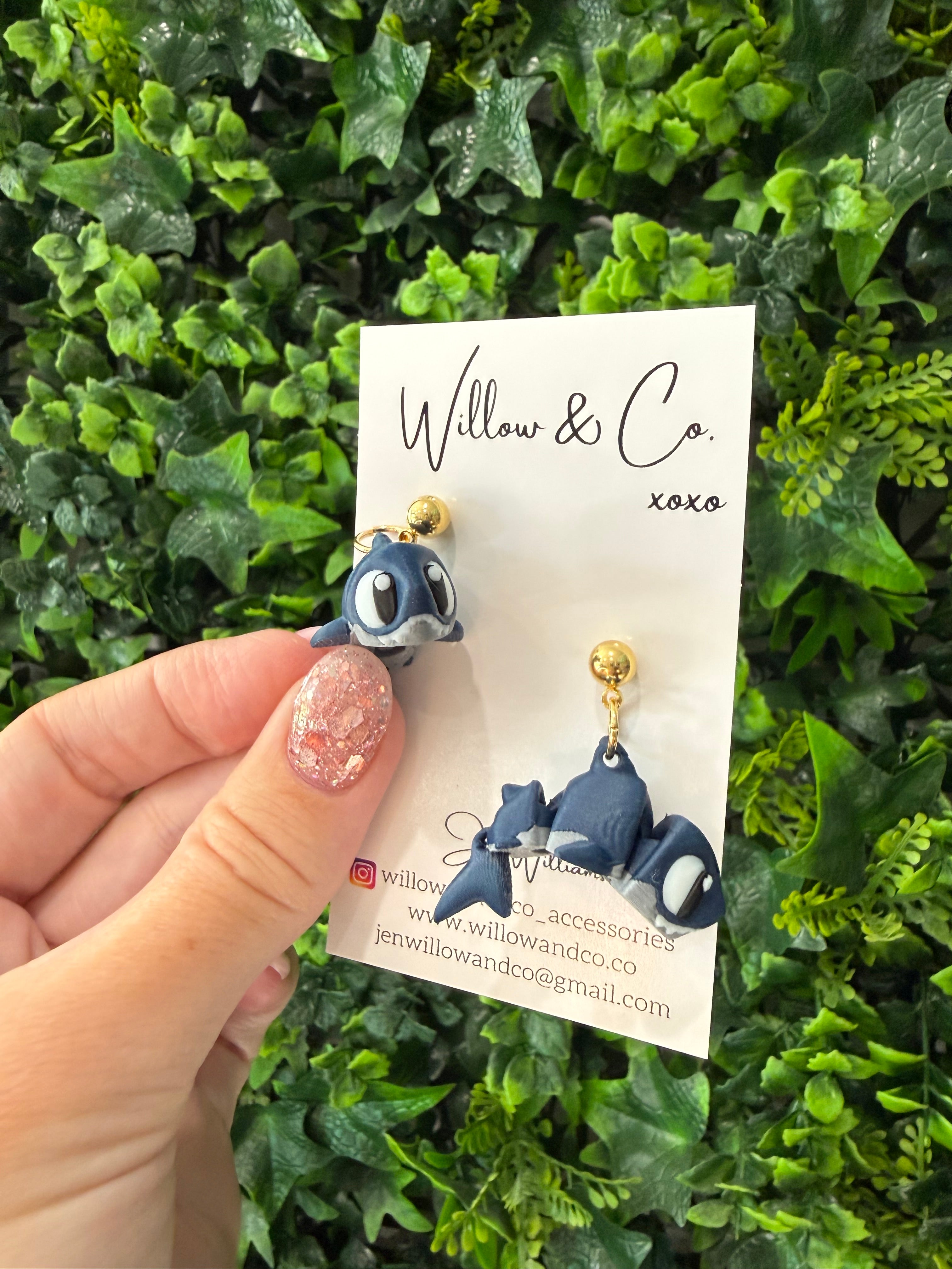 3D Shark Dangle Earrings