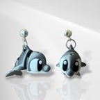 3D Dolphin Dangle Earrings