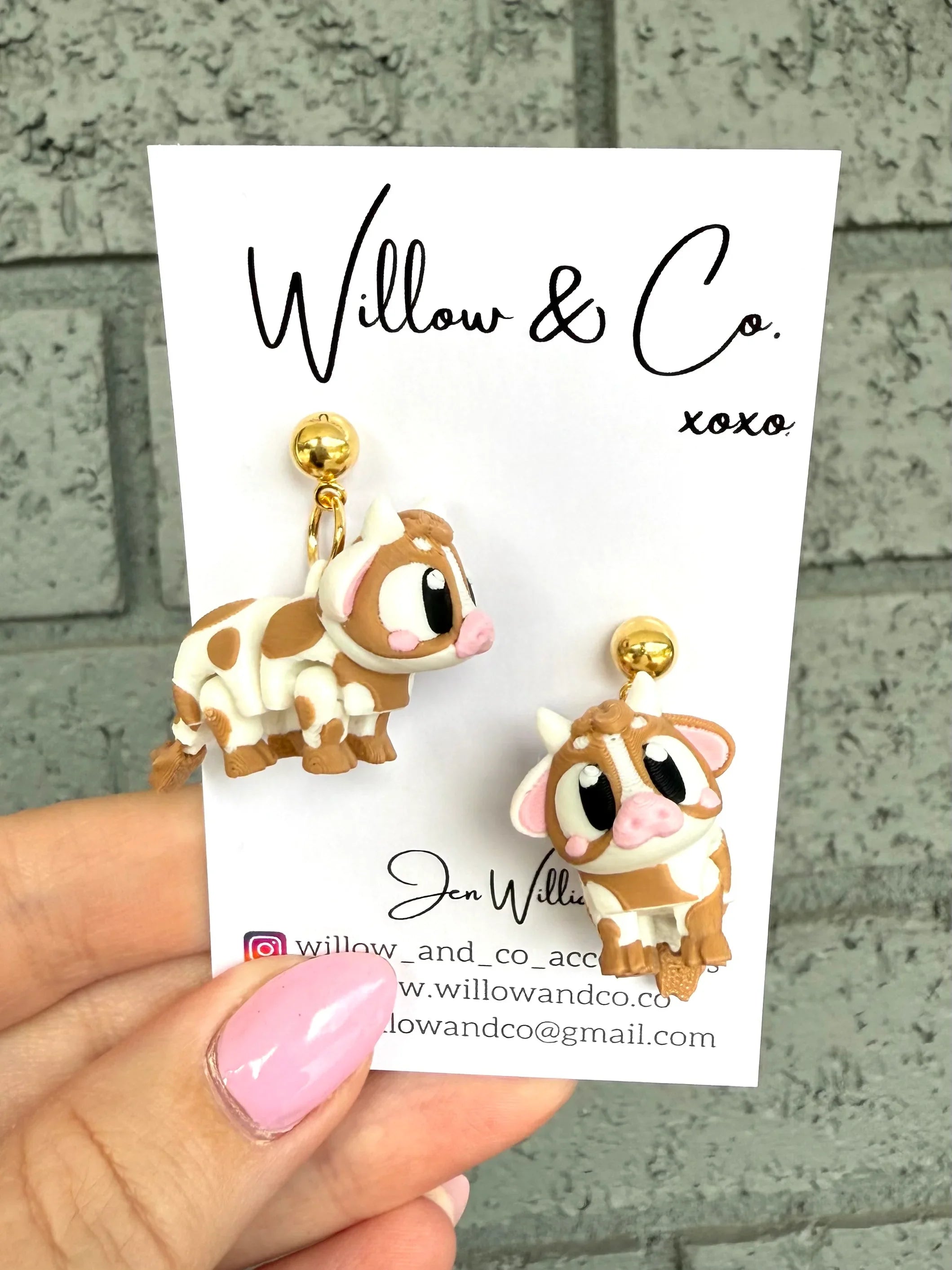 3D Highland Cow Dangle Earrings