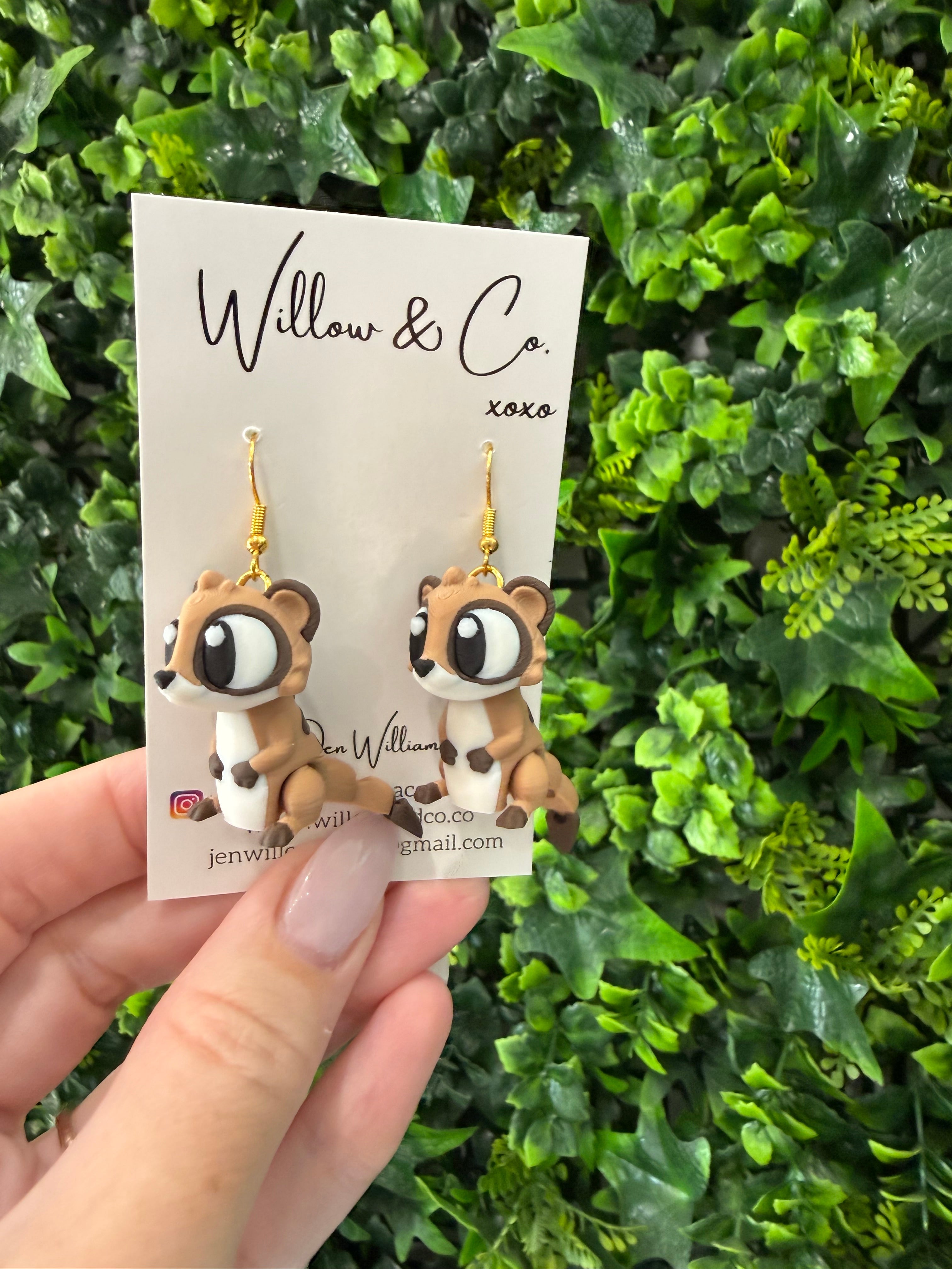 3D Meerkat Dangle Earrings