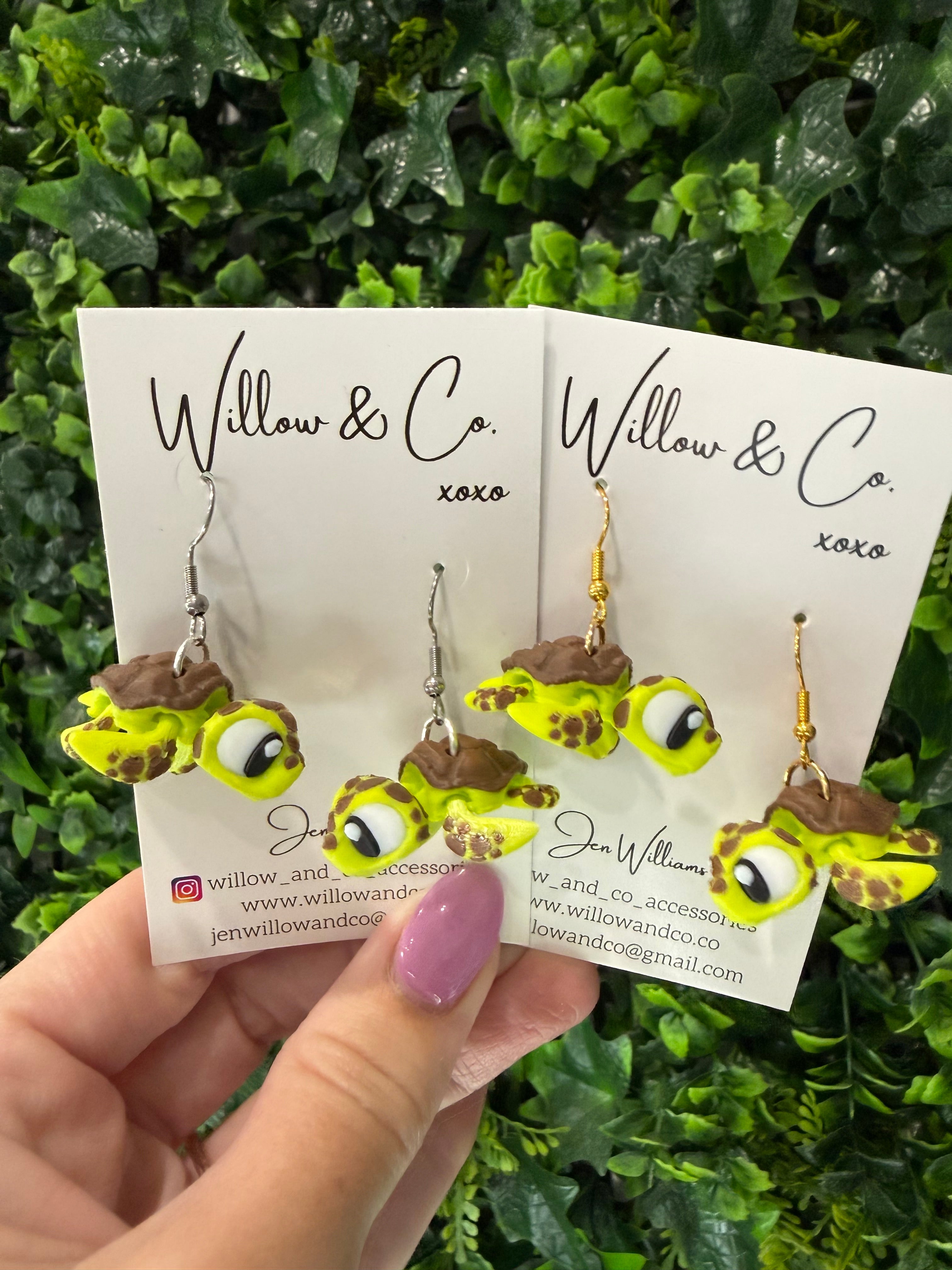 3D Sea Turtle Dangle Earrings
