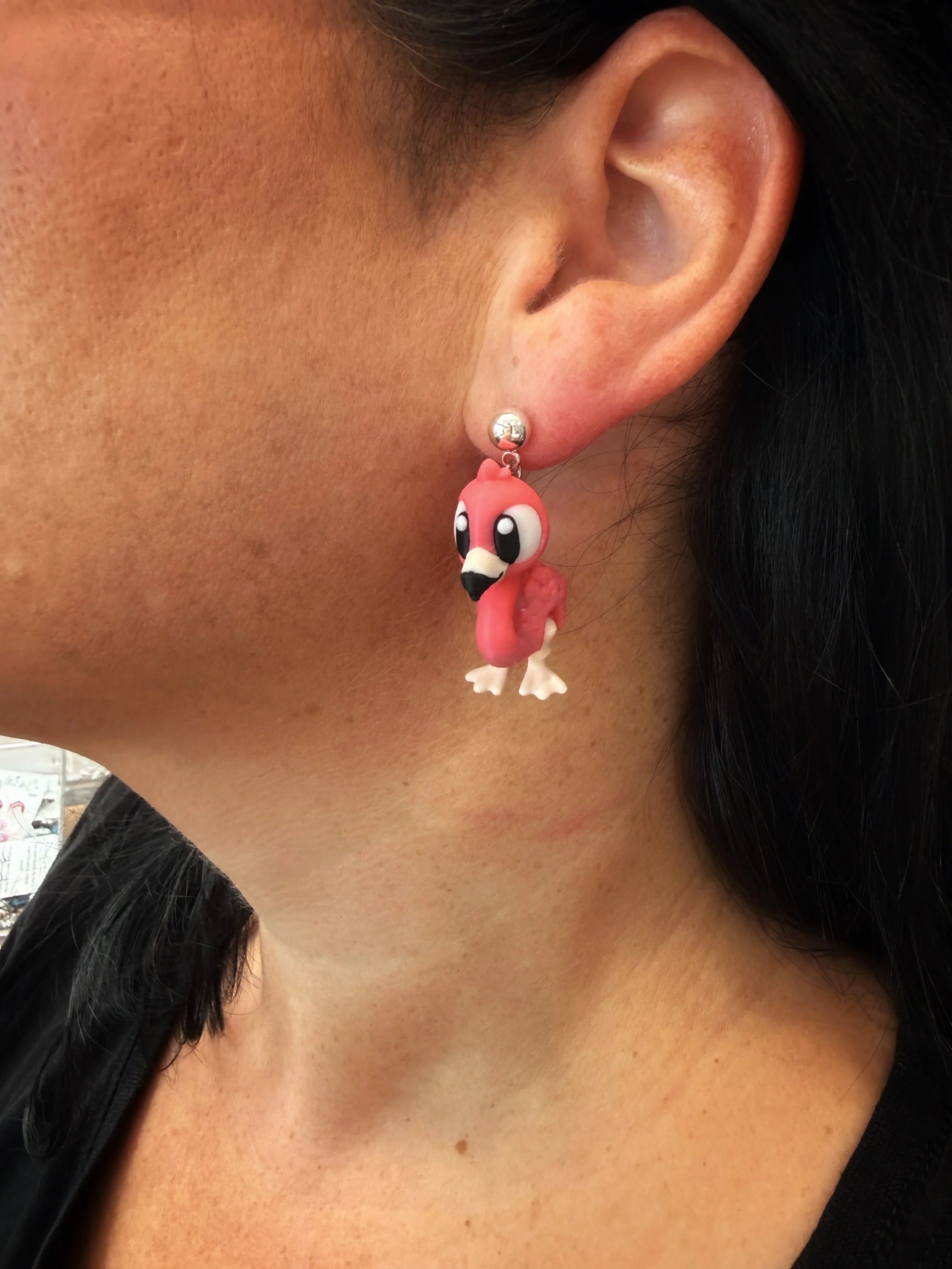 3D Flamingo Dangle Earrings