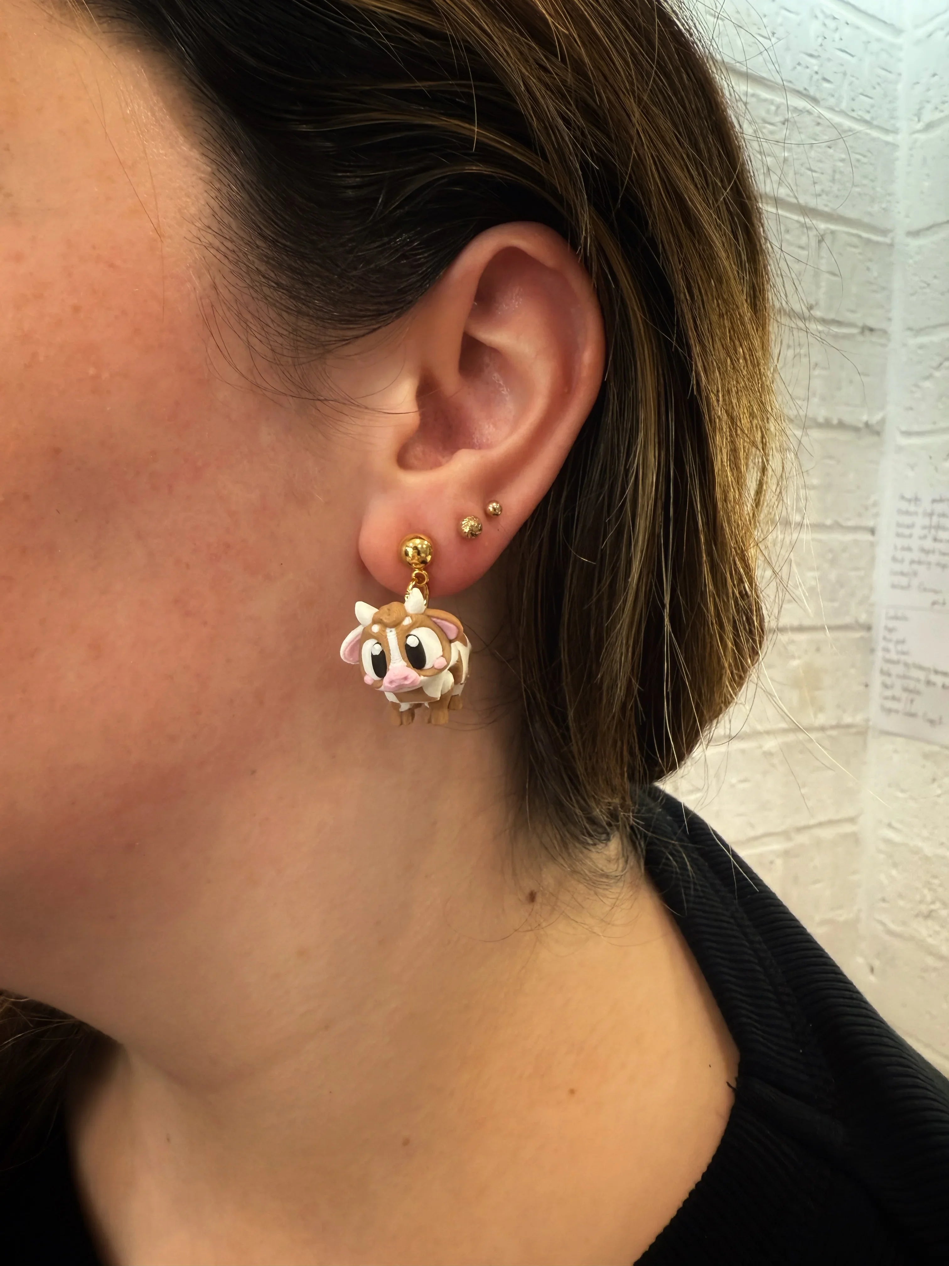3D Highland Cow Dangle Earrings