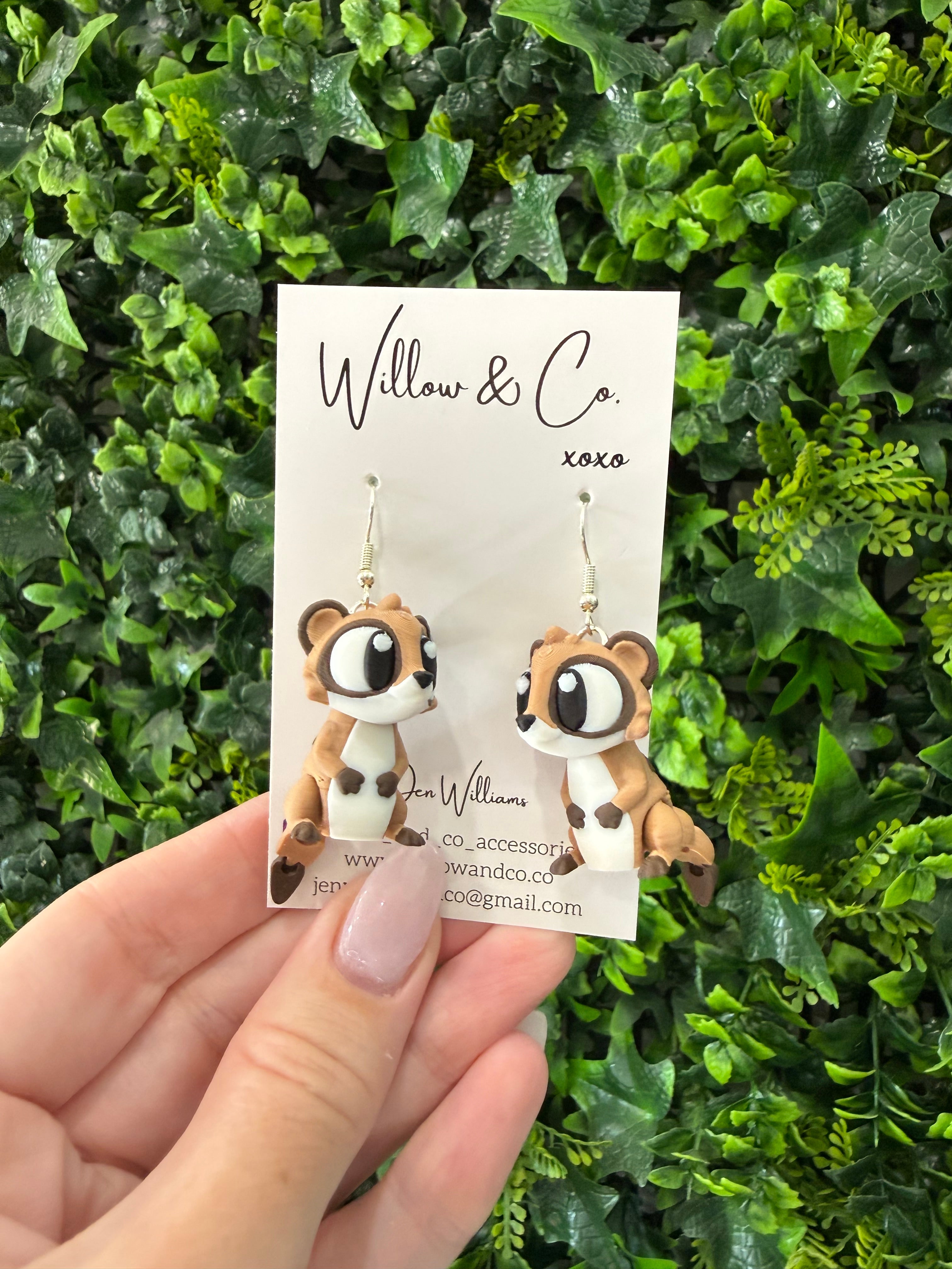 3D Meerkat Dangle Earrings