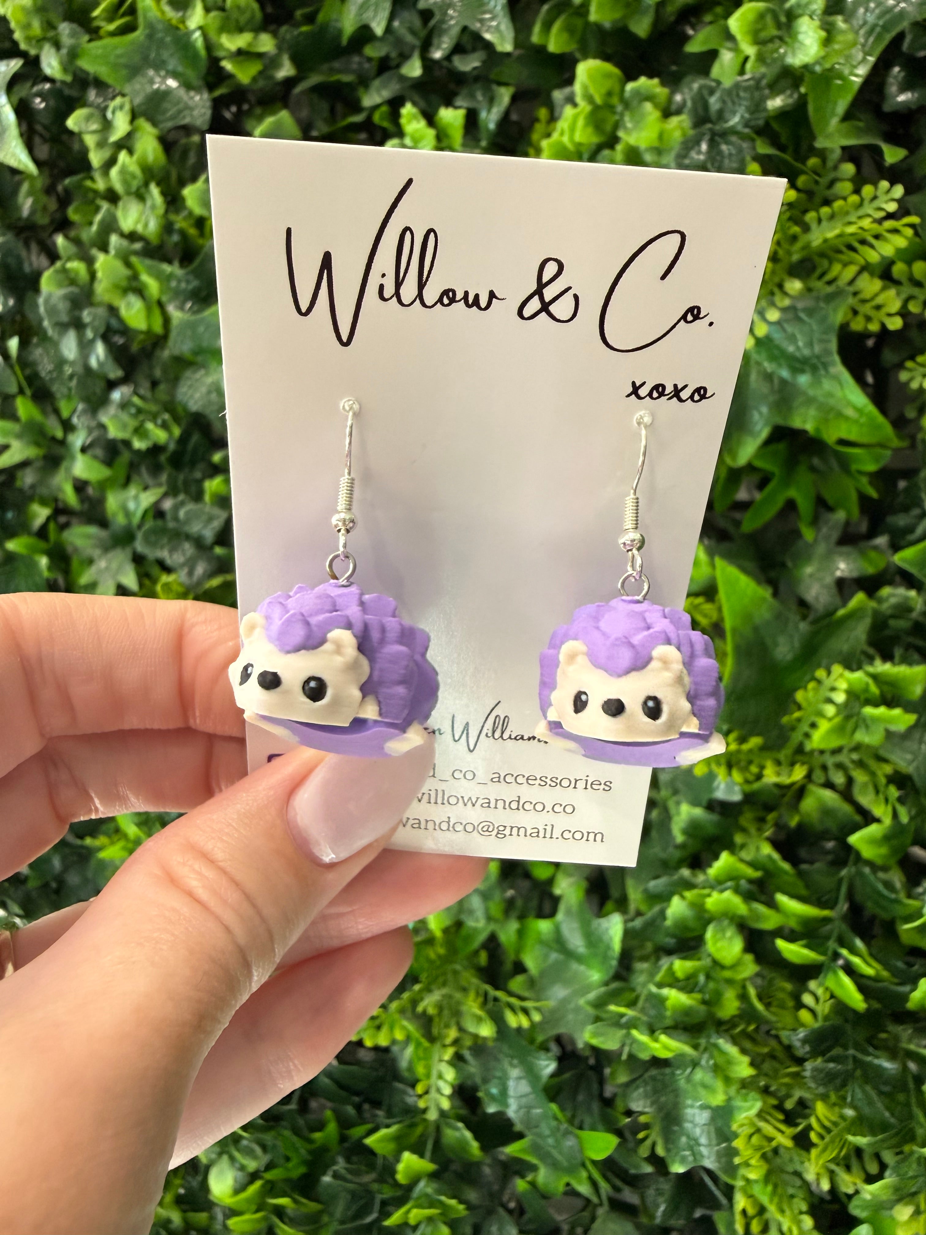 3D Hedgehog Dangle Earrings