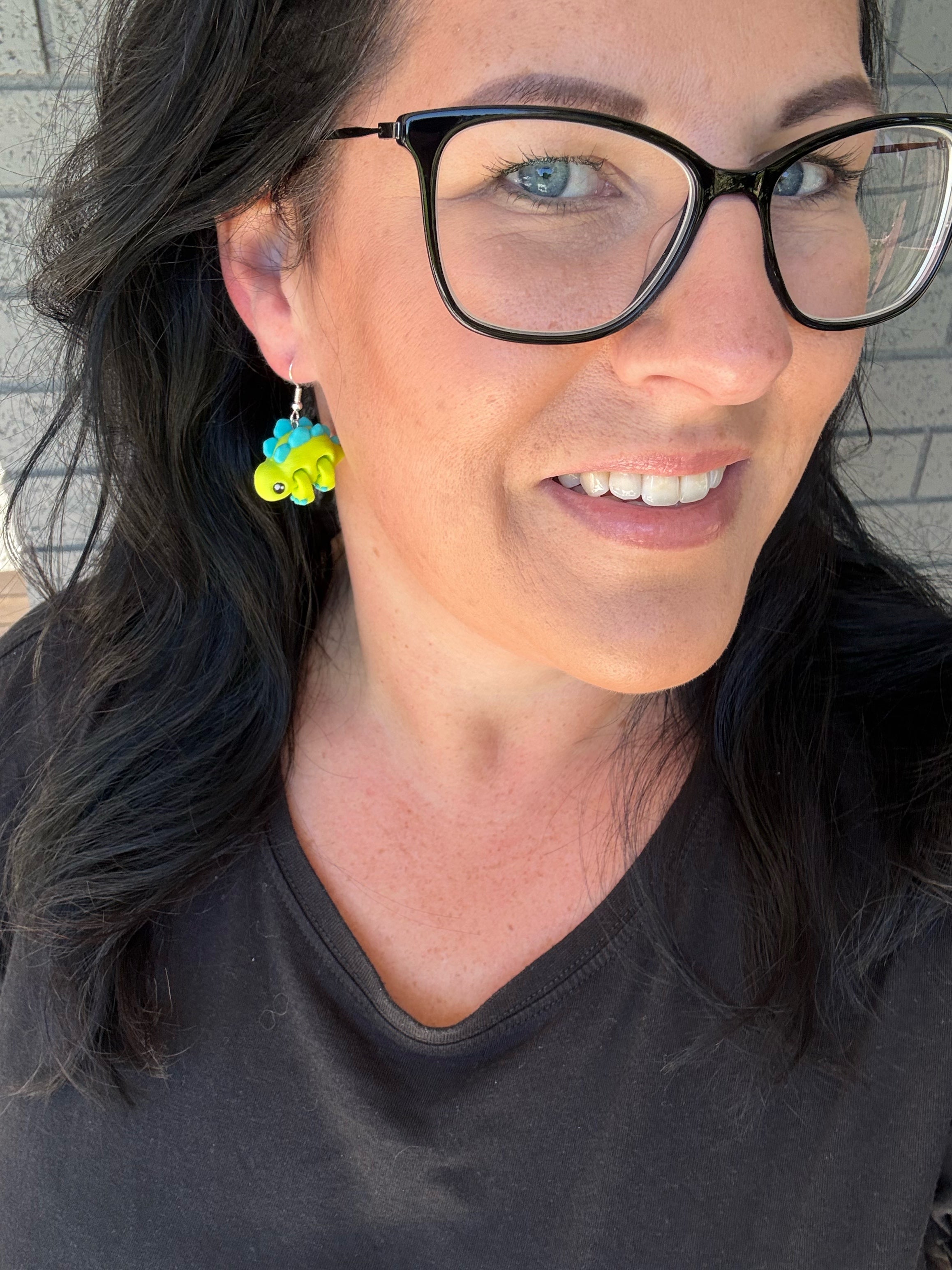 3D Stegosaurus Dangle Earrings