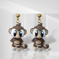 3D Monkey Dangle Earrings