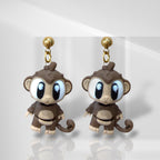3D Monkey Dangle Earrings