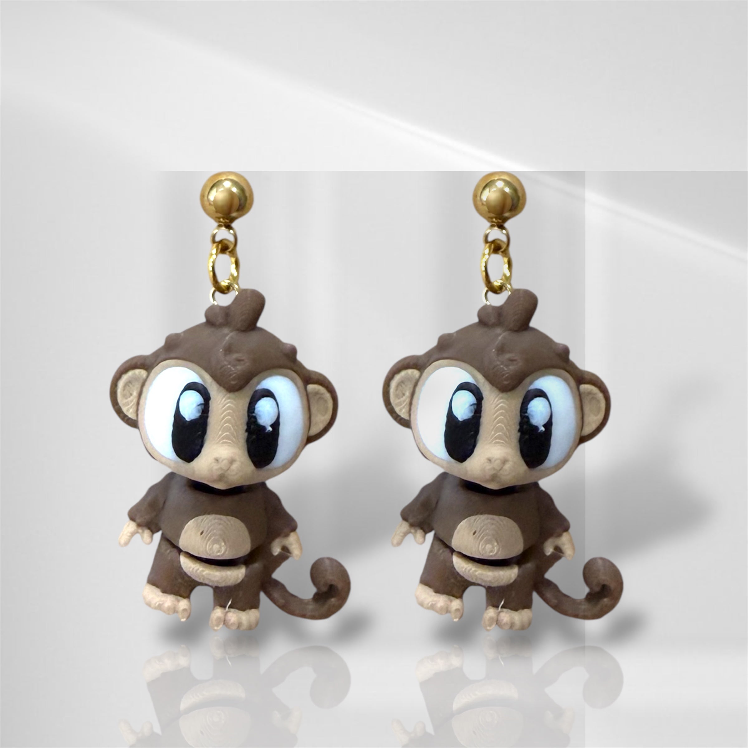 3D Monkey Dangle Earrings