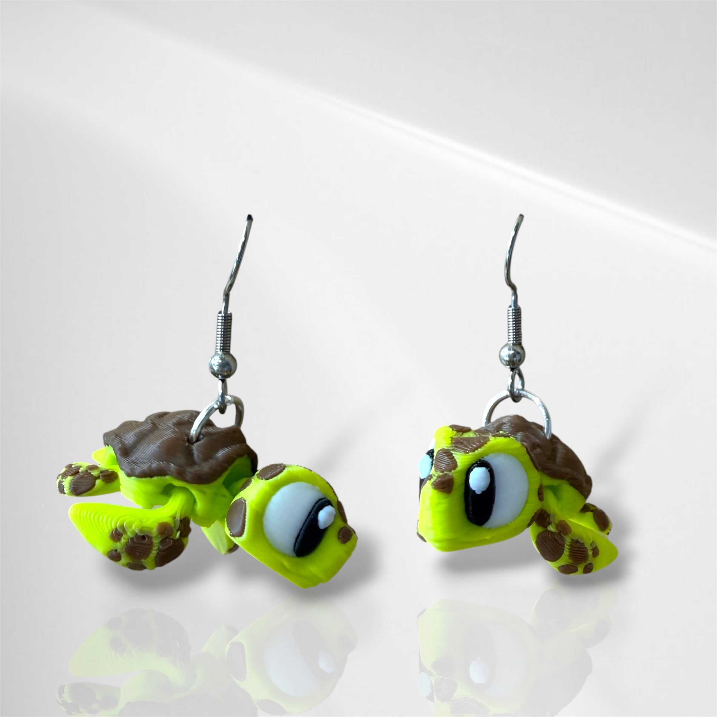 3D Sea Turtle Dangle Earrings