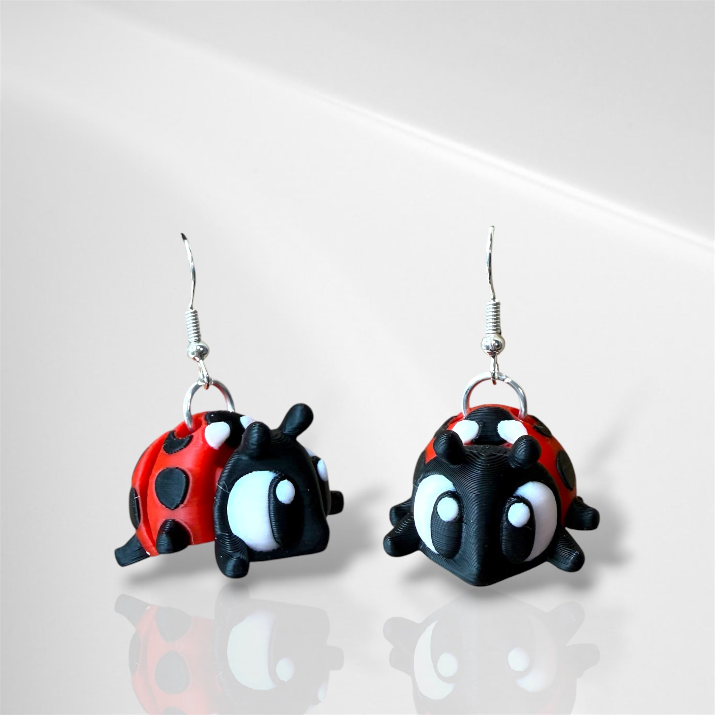 3D Ladybug Dangle Earrings
