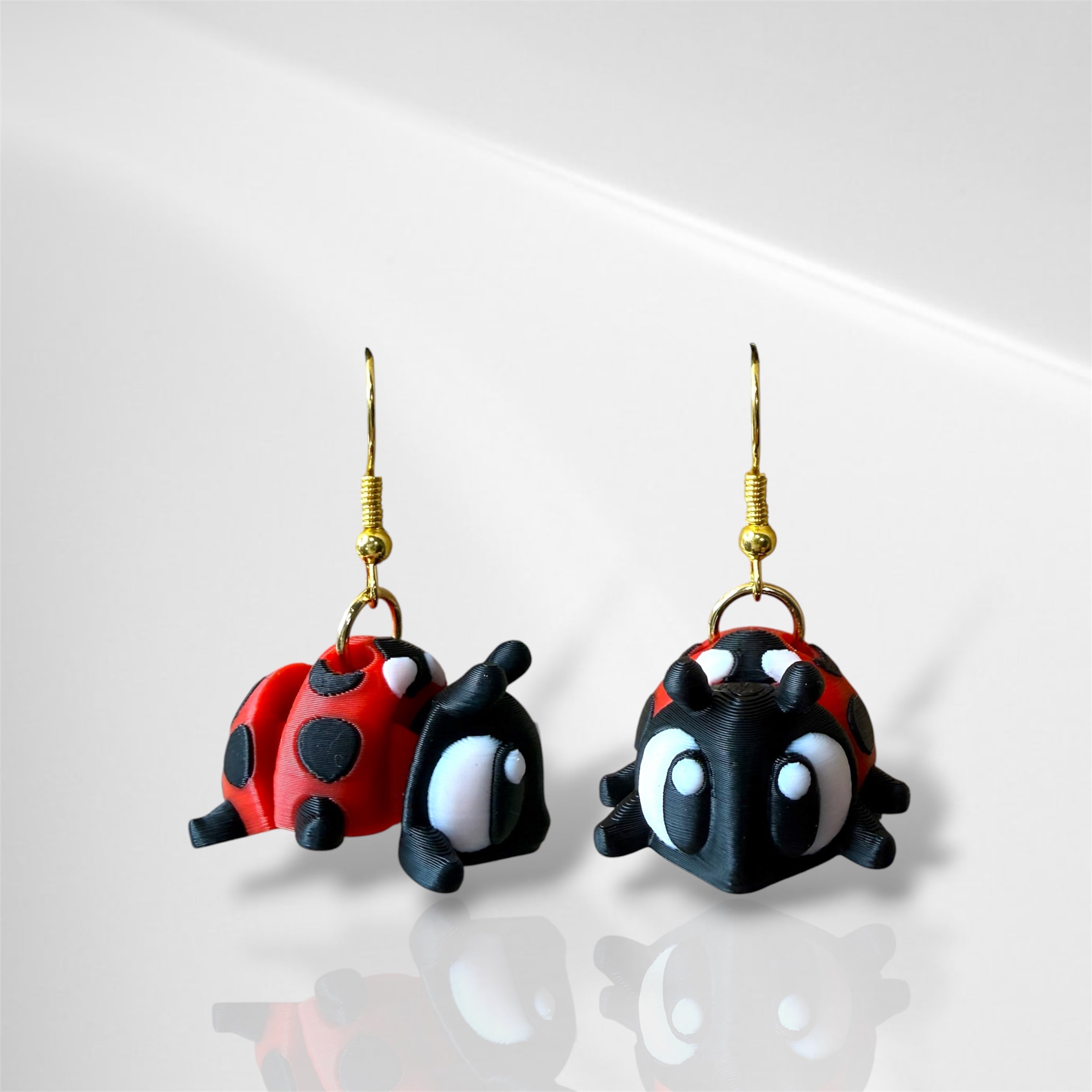 3D Ladybug Dangle Earrings