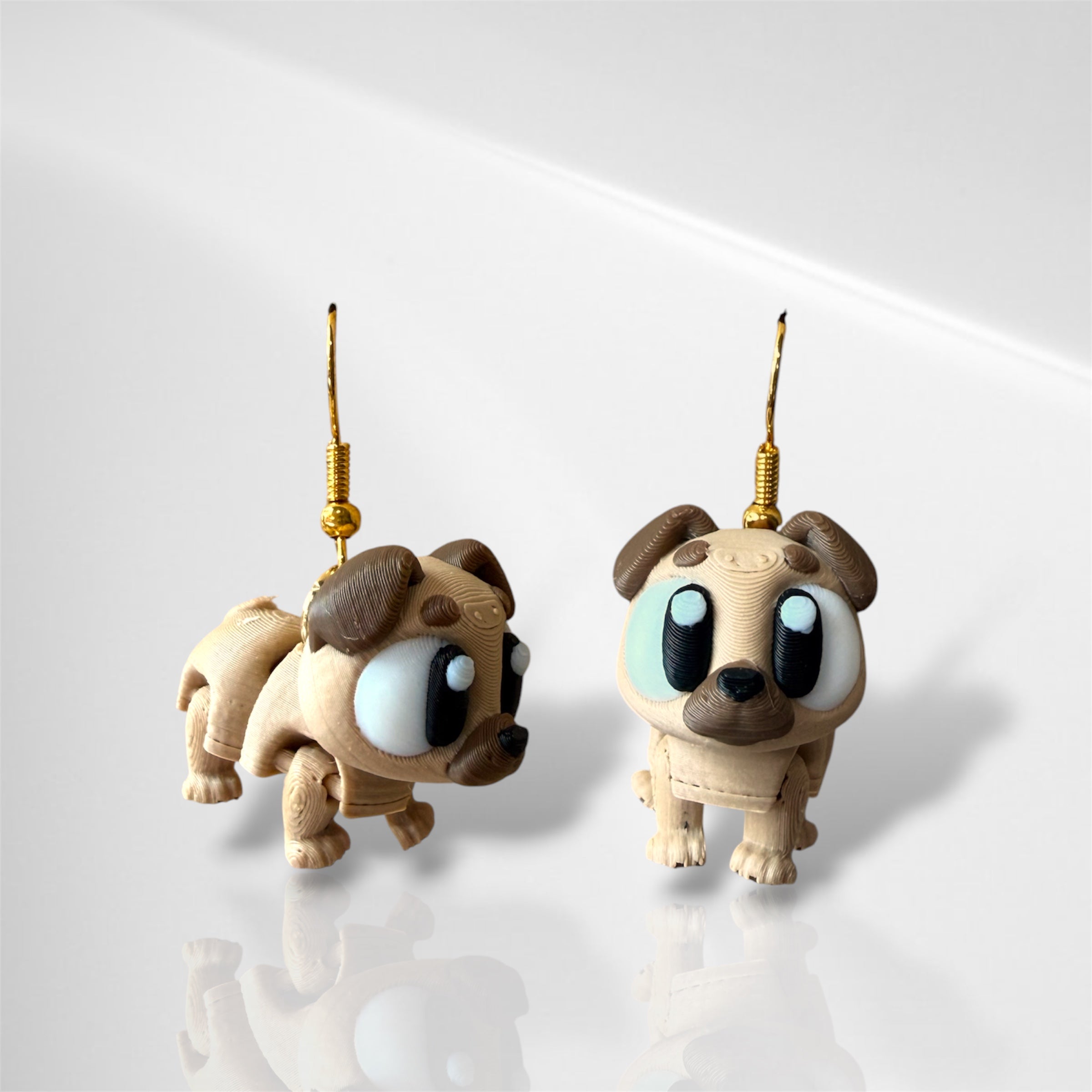 3D Pug Dangle Earrings