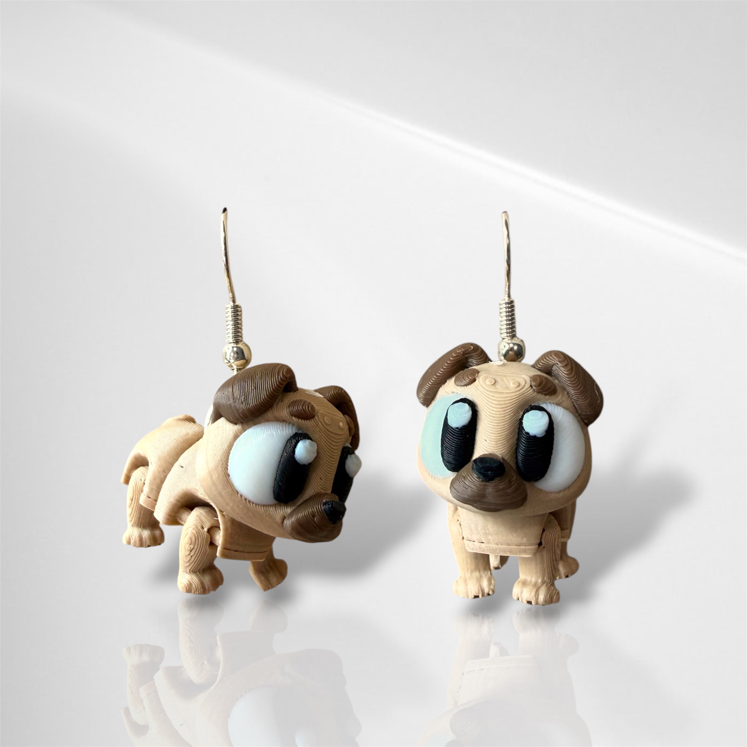 3D Pug Dangle Earrings
