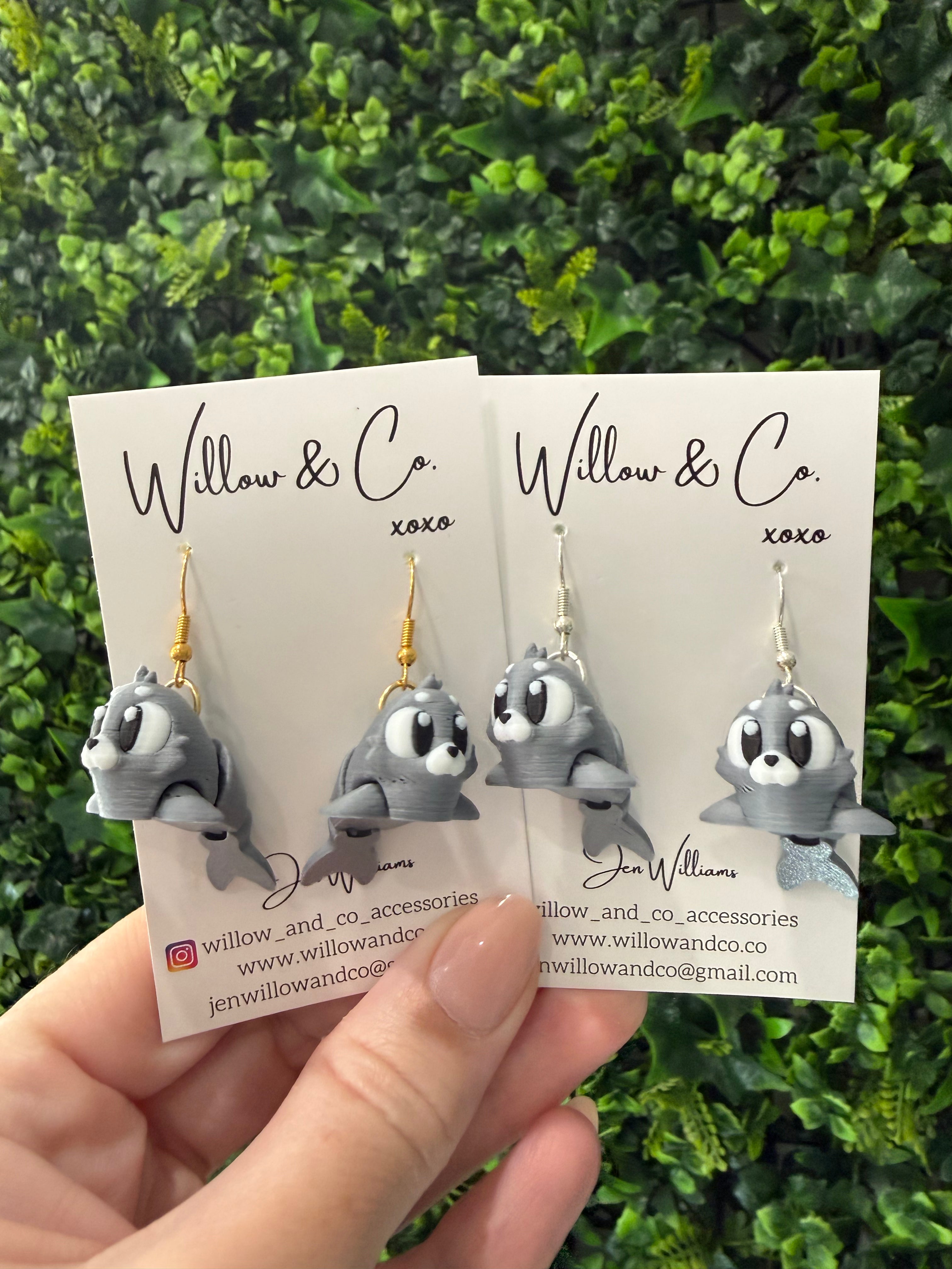 3D Seal Dangle Earrings
